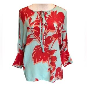 Tyler Boe Coral Tie Front Relaxed Blouse